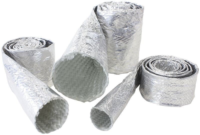 Aeroflow Performance Heat Protection 2-1/8" to 2-1/2" I.D. / 3.7M Aluminised Heat Sleeve withstands 500°F direct heat, silver finish SR