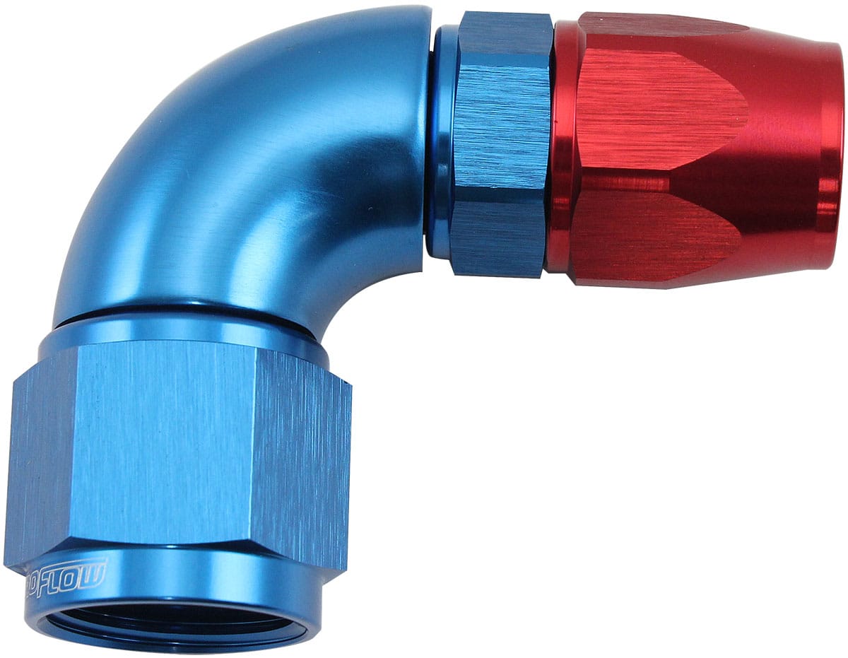 Aeroflow Performance Hose & Fittings Aeroflow 200 Series Teflon Style One Piece 90 Degree Stepped Hose End -10AN to -8 Hose AF573-08-10D SR