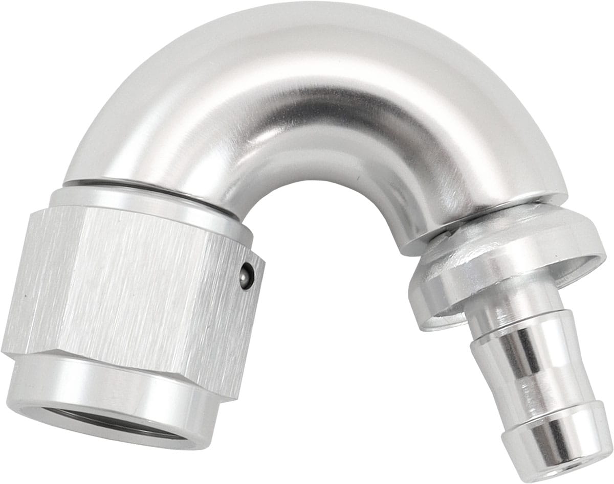 Aeroflow Performance Hose & Fittings Aeroflow 510 Series Full Flow Tight Radius Push Lock 120° Hose End -6AN To 5/16" (8mm) Barb AF515-06-05S SR