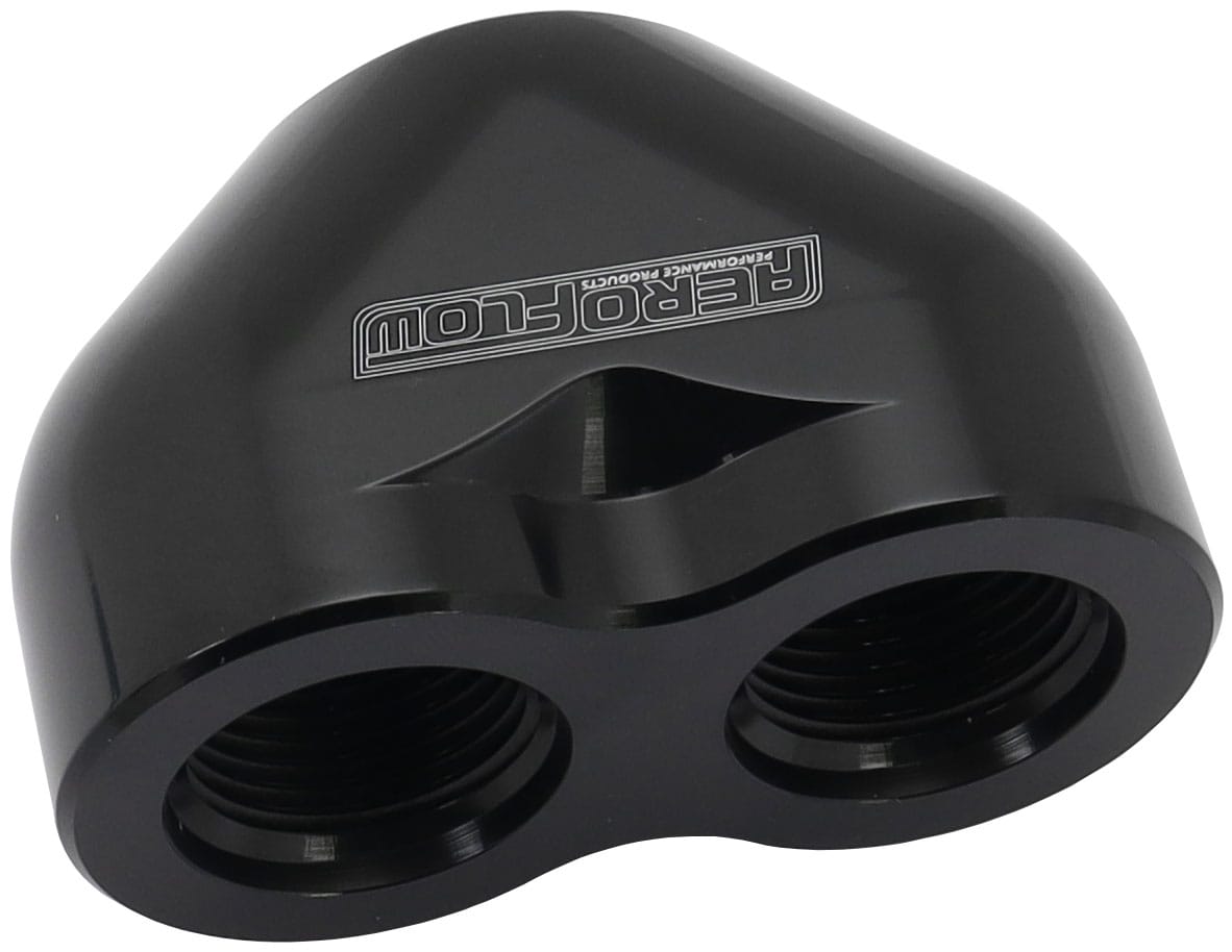 Aeroflow Performance Hose & Fittings Aeroflow Billet 3 Port ORB U-Block AF455-16-12BLK SR