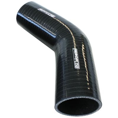 Aeroflow Performance Hose & Fittings Aeroflow Gloss Black 45° Silicone Elbow Hose 6" (153mm) I.D AF9202-600 SR