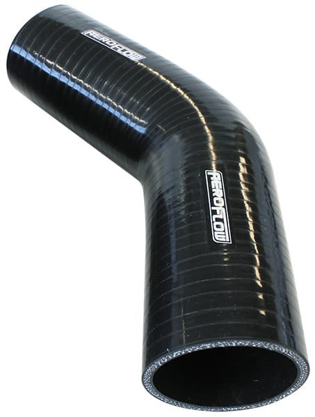 Aeroflow Performance Hose & Fittings Aeroflow Gloss Black 45° Silicone Elbow Hose 6" (153mm) I.D AF9202-600 SR