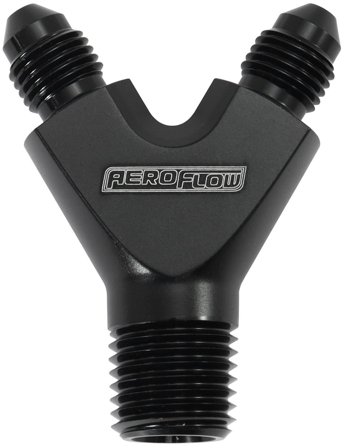 Aeroflow Performance Hose & Fittings Aeroflow NPT To AN Y Block Adapter - Black Finish AF147-02-03BLK SR