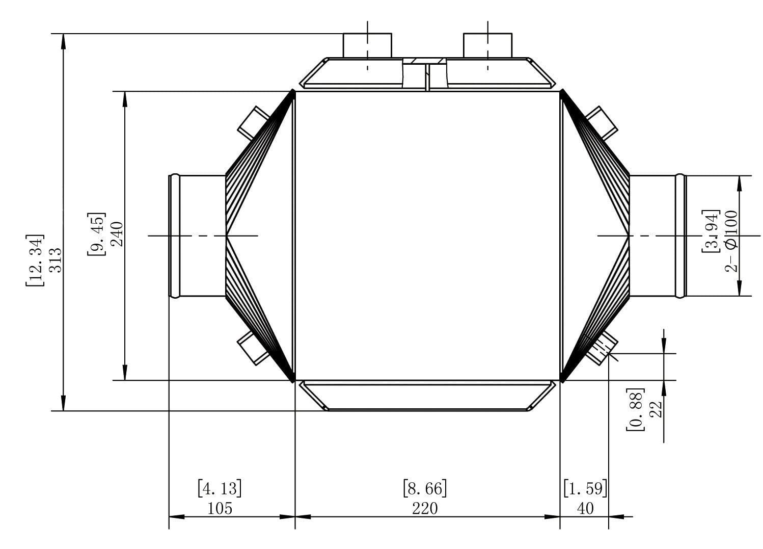 Aeroflow Performance Recommended for up to 2500 CFM / 2000 HP Aeroflow Water to Air Intercooler, 17" x 12.25" x 9" AF90-3000 SR