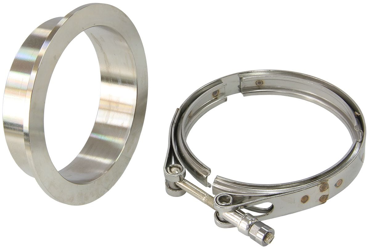 Aeroflow Performance Turbo Accessories AF8080-1001 Turbine Outlet Flange & V-Band - Stainless Steel Suit Aeroflow Turbo's With 4" SR