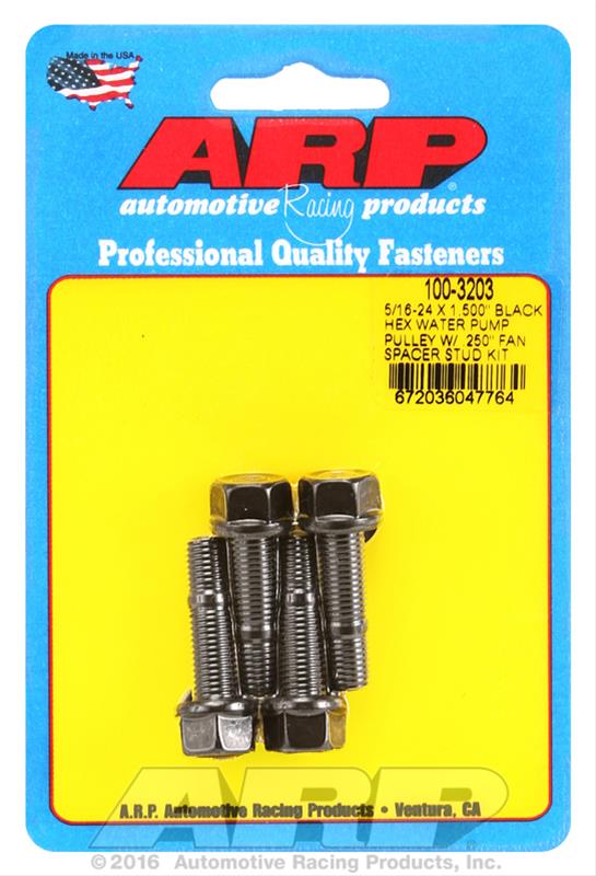 ARP ARP 5/16-24 X 1.500 black hex water pump pulley w/ .250" fan (100-3203) SR