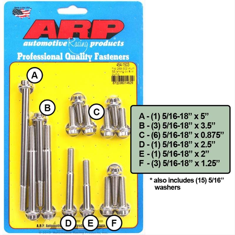 ARP ARP Ford 289-302 alum SS tim cover & water pump kit (454-1503) SR