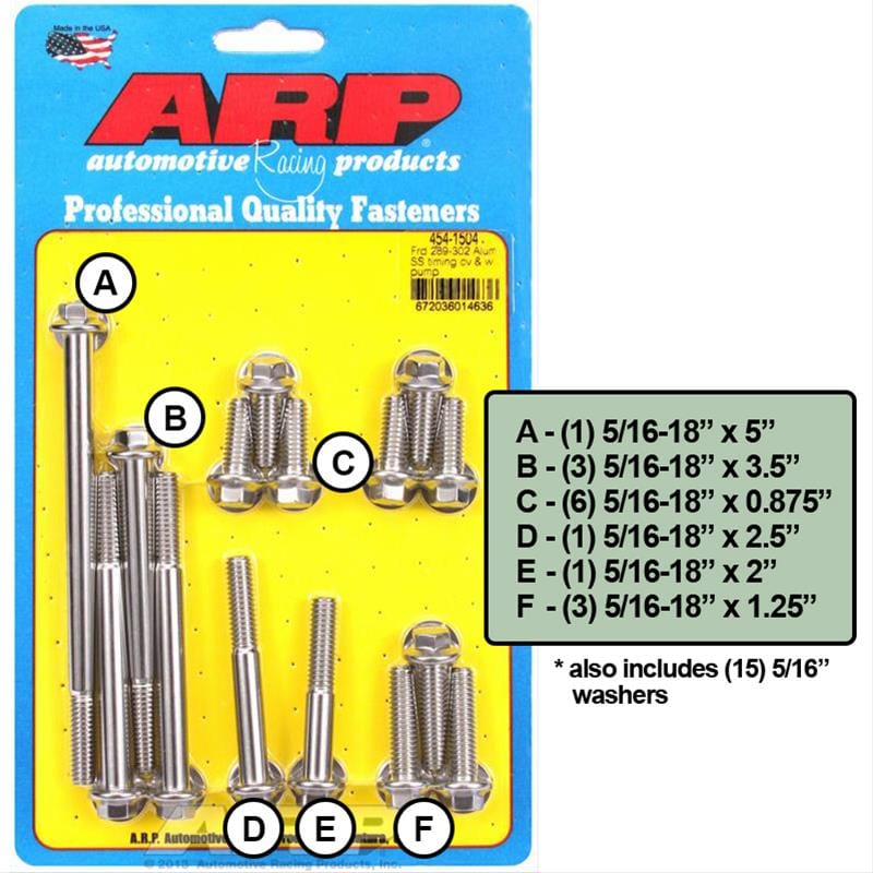 ARP ARP Ford 289-302 alum SS tim cover & water pump kit (454-1504) SR