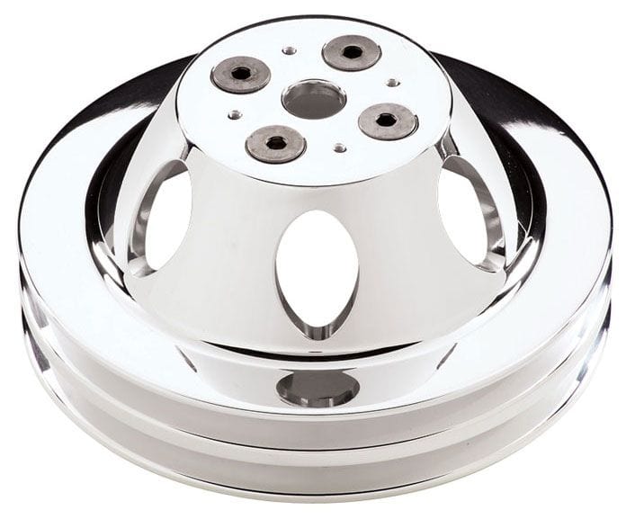 BILLET 2-Groove Suit SB Chev With Short Water Pump Billet Specialties Water Pump Pulley - Polished BS80220 SR