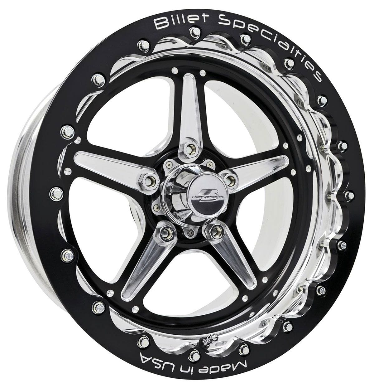 BILLET 5 x 4.75" Bolt Circle, 4.5" Backspace With Single BeadLoc Billet Specialties Street Lite Wheel 15" x 10" - Black BSBRSB35106145N SR