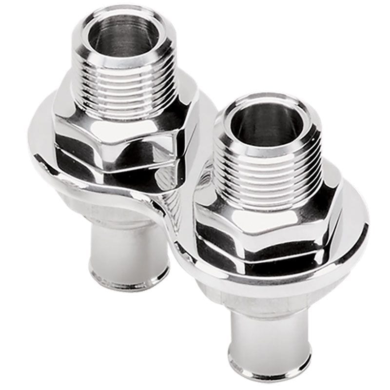 BILLET Heater 2-Port With -10AN Line & 5/8" Push-On Hose Billet Specialties Firewall Bulkhead - Polished BS66825 SR