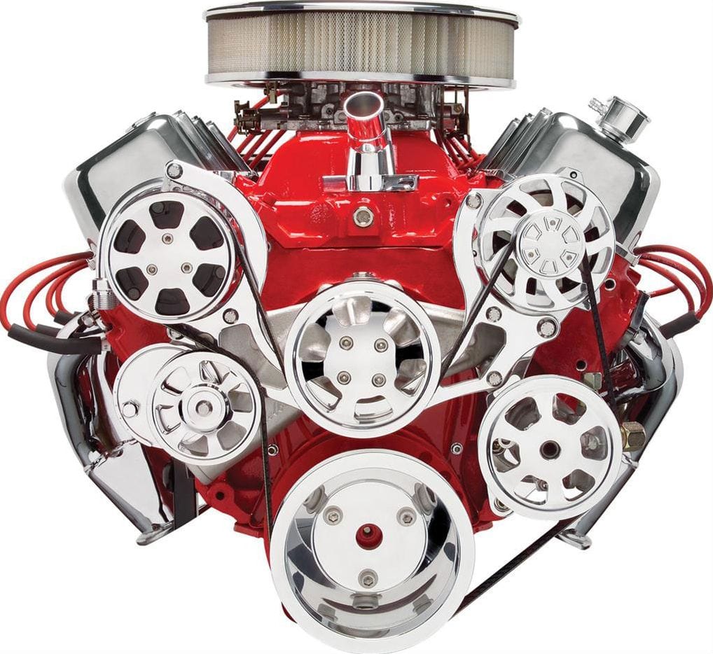 BILLET Suit BB Chev Polished With A/C & Power Steering Billet Specialties Tru Trac Serpentine System BS14220 SR