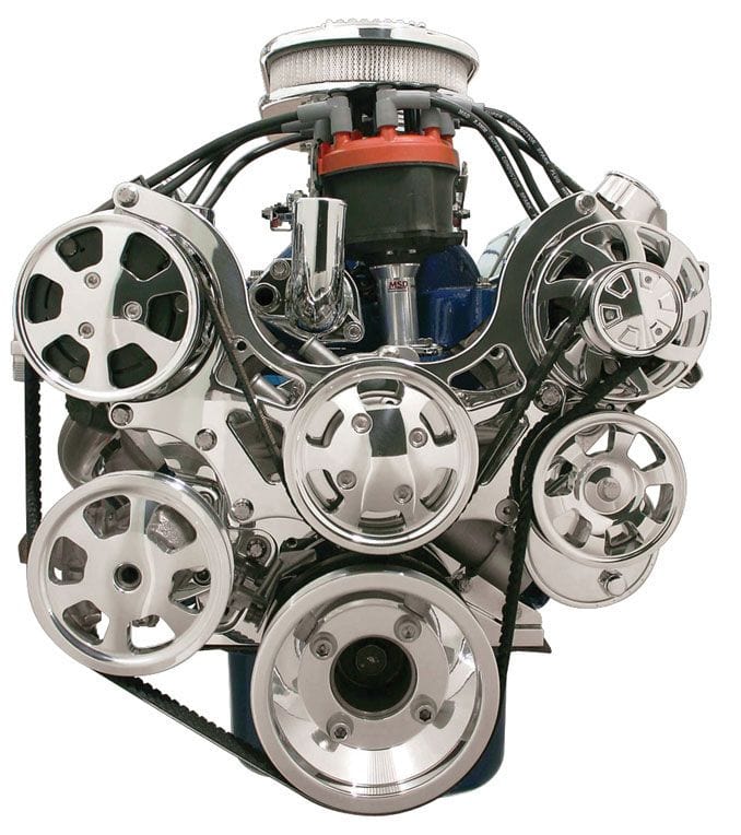 BILLET Suit SB Ford 289-302-351 Windsor Polished With A/C & Power Steering Billet Specialties Tru Trac Serpentine System BS13600 SR