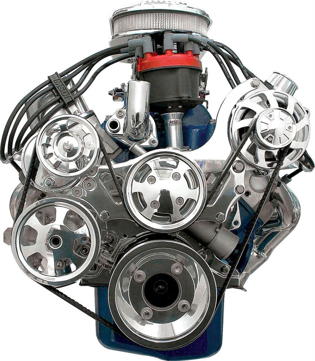 BILLET Suit SB Ford 289-302-351 Windsor Polished Without A/C & With Power St Billet Specialties Tru Trac Serpentine System BS13605 SR