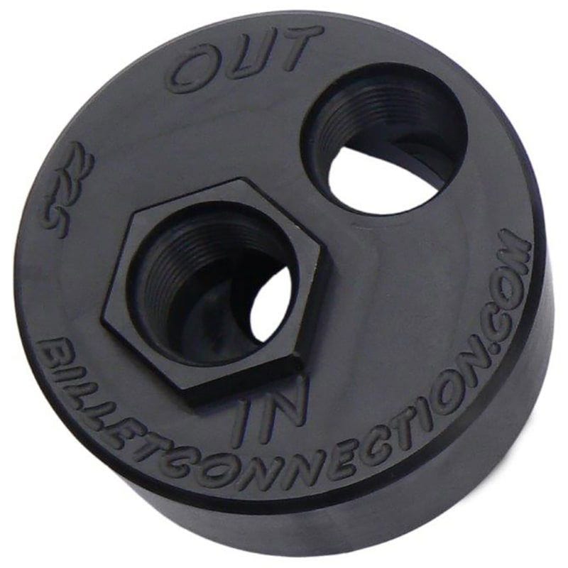 CLEARVIEW Suit Late Chev LS Series With 22 x 1.5 Thread Clear View Filtration -10AN Billet Oil Block Adapter Kit - Black Anodised CV226-B SR