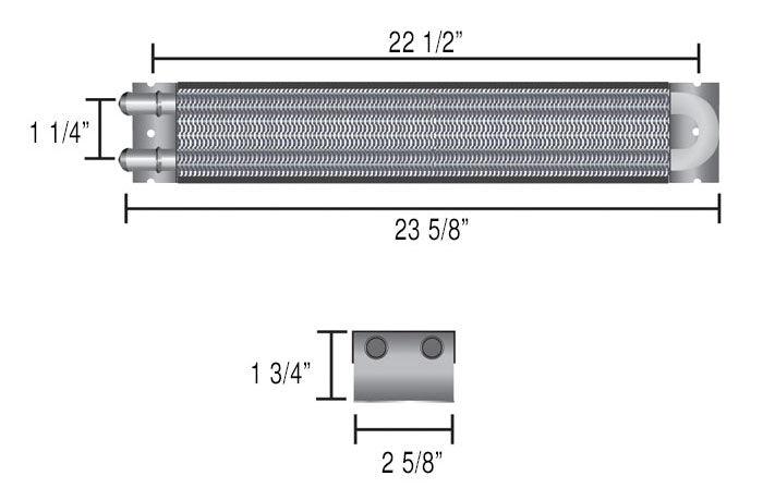 DERALE 23-5/8"L x 2-5/8"W x 1-3/4"D Derale Universal Frame Rail Transmission Cooler DP13224 SR