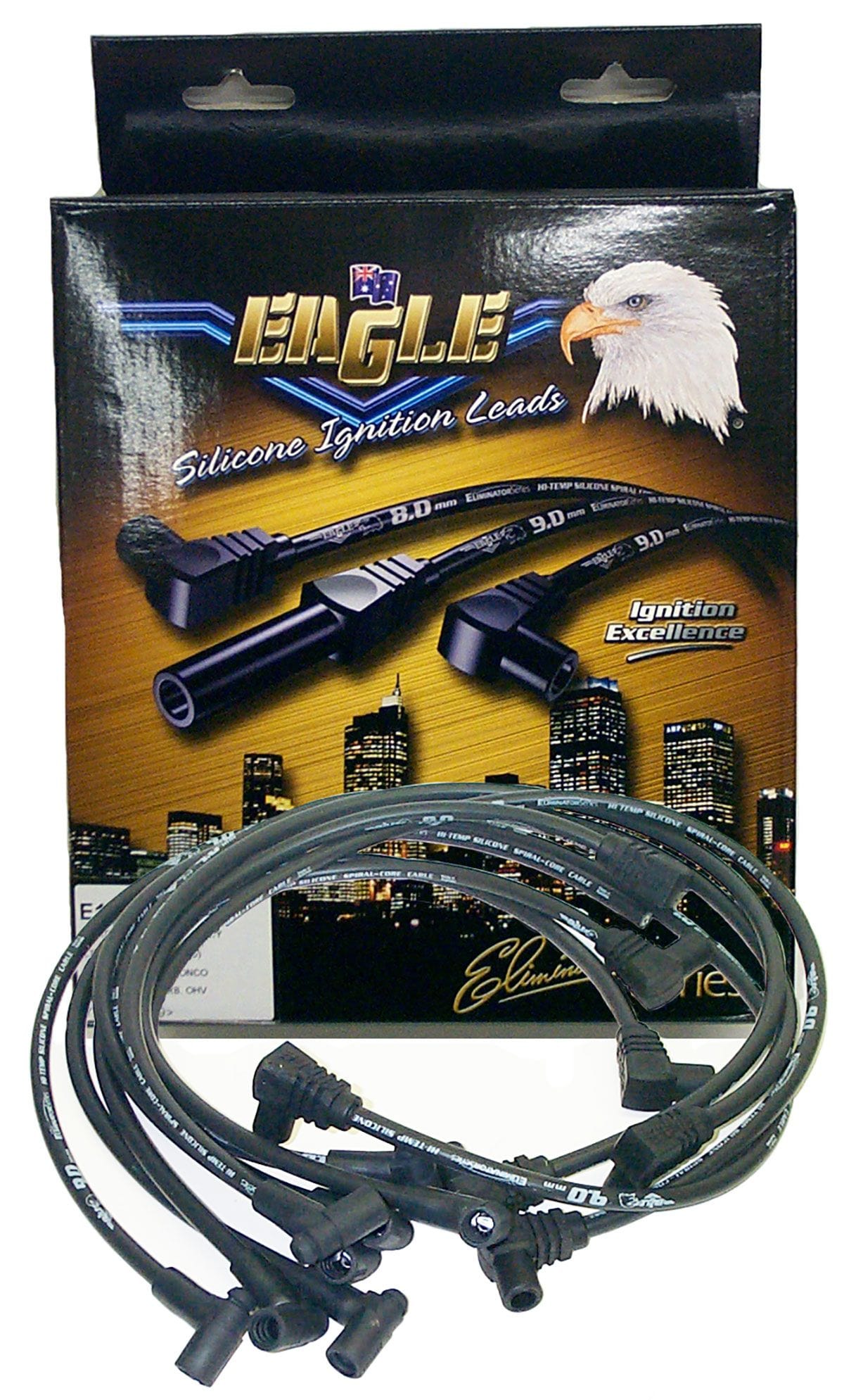 EL Suit SB Chev With STD Cap 90° Distributor & 90° Spark Plug Eagle Leads 9mm Eliminator Series I Over Valve Cover Lead Set - Red ELE9814R SR