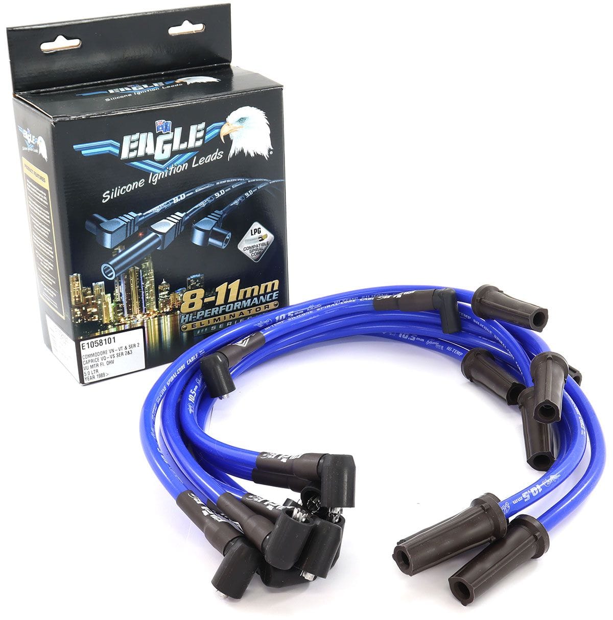 EL Suit V8 Commodore VN-VT, VQ-VS Series II & III Eagle Leads 10.5mm Eliminator Series II Lead Set - Blue ELE1058101 SR