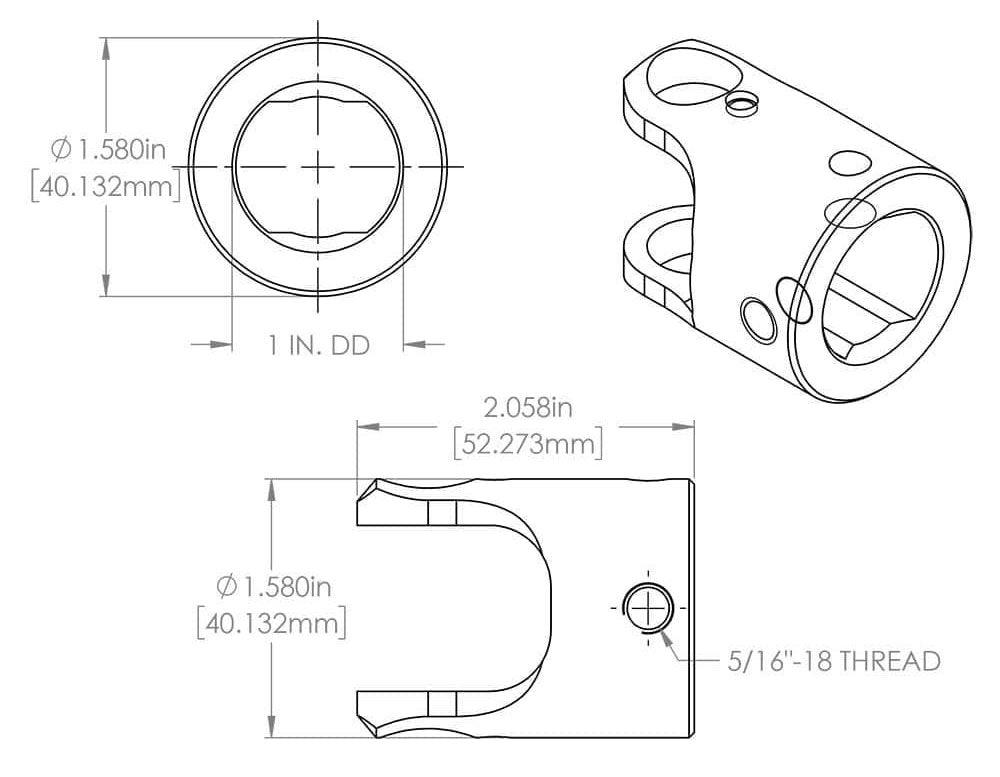 FLAMING 1"DD x 3/4"DD Smooth - Smooth Flaming River Stainless Steel Universal Joint FR2517DD SR