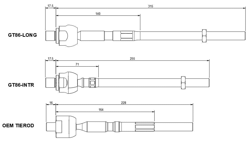 GKTECH 86 / GR86 / BRZ Super Lock replacement inner tie rod - SOLD INDIVIDUALLY SR
