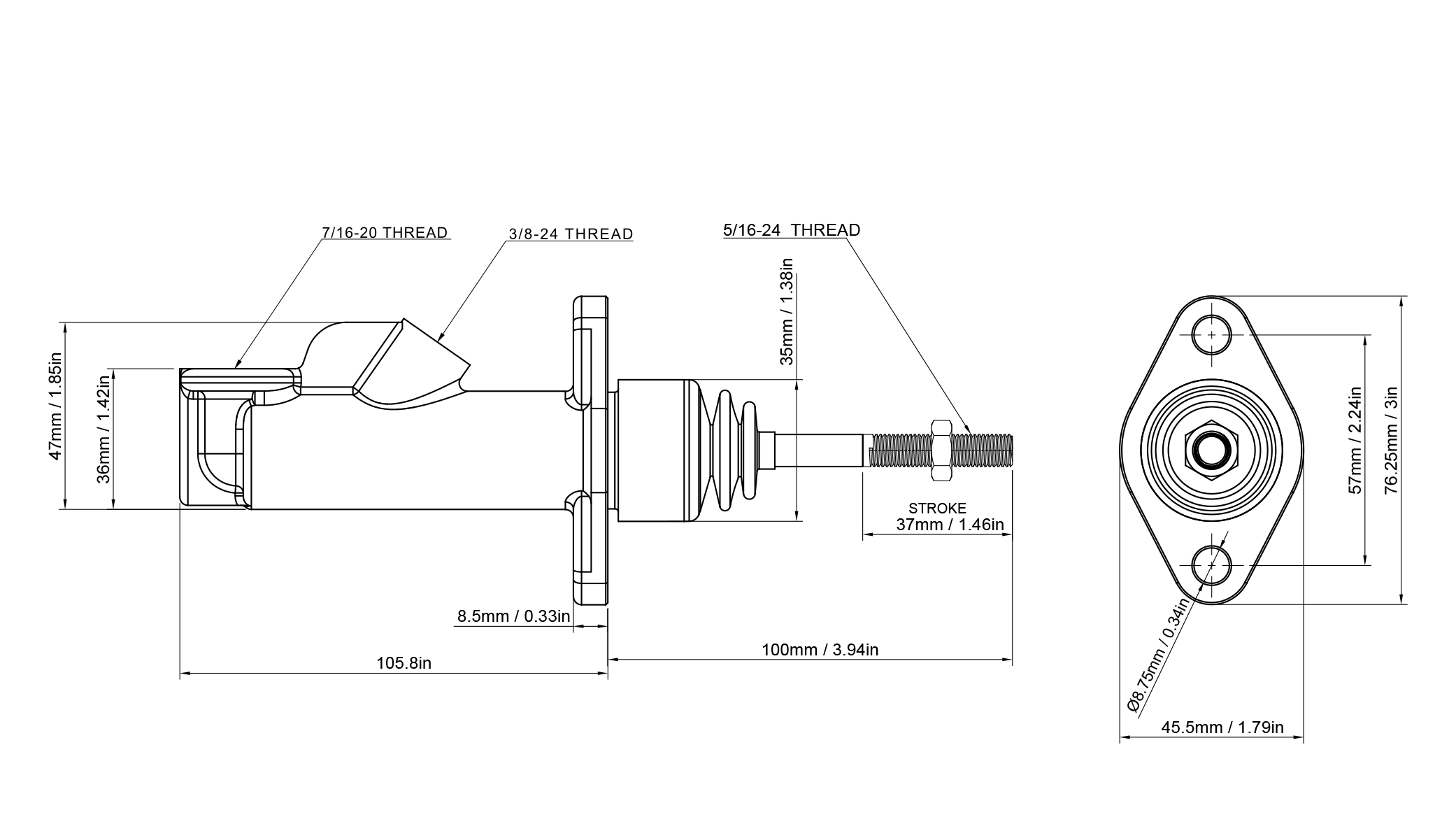 GKTECH IN-LINE 5/8" master cylinder SR