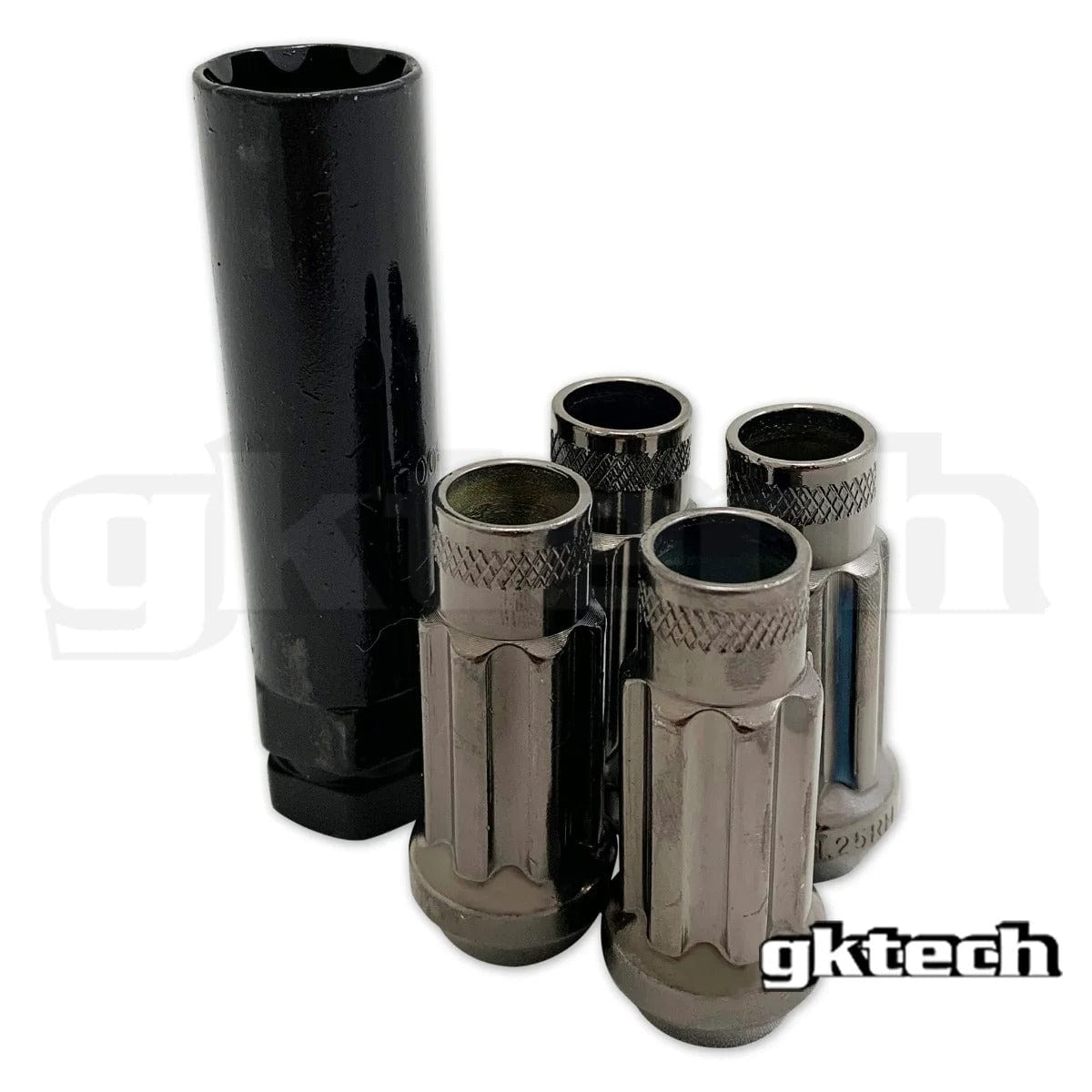 GKTECH M12x1.25 - DISCONTINUED / Shadow Chrome Open Ended Lock Nuts (Set of 4 + Socket) SR