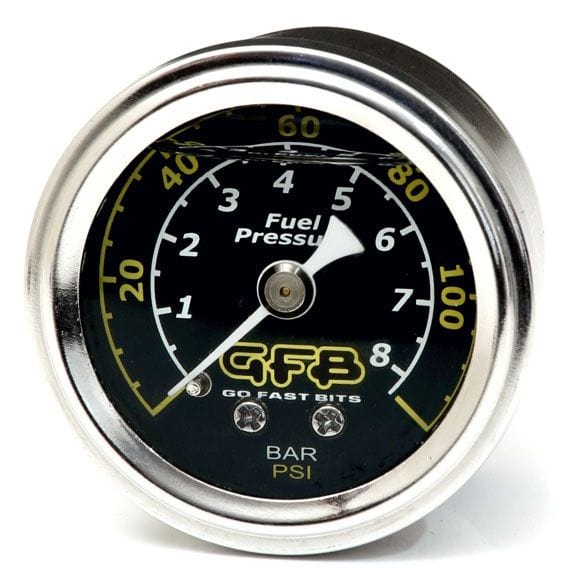 Go Fast Bits 40mm (1-1/2") liquid filled Go Fast Bits Fuel Pressure Gauge 120PSI/8 Bar GFB5730 SR