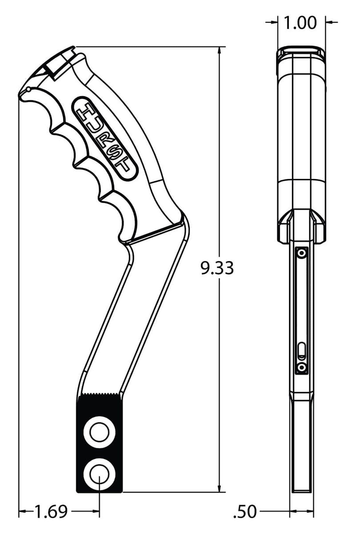 HURST With Built-In 12V Switch, Black Aluminium, 8.75" Length Hurst Nitro Stick Manual Shift Handle - Pistol Grip HU5381001 SR