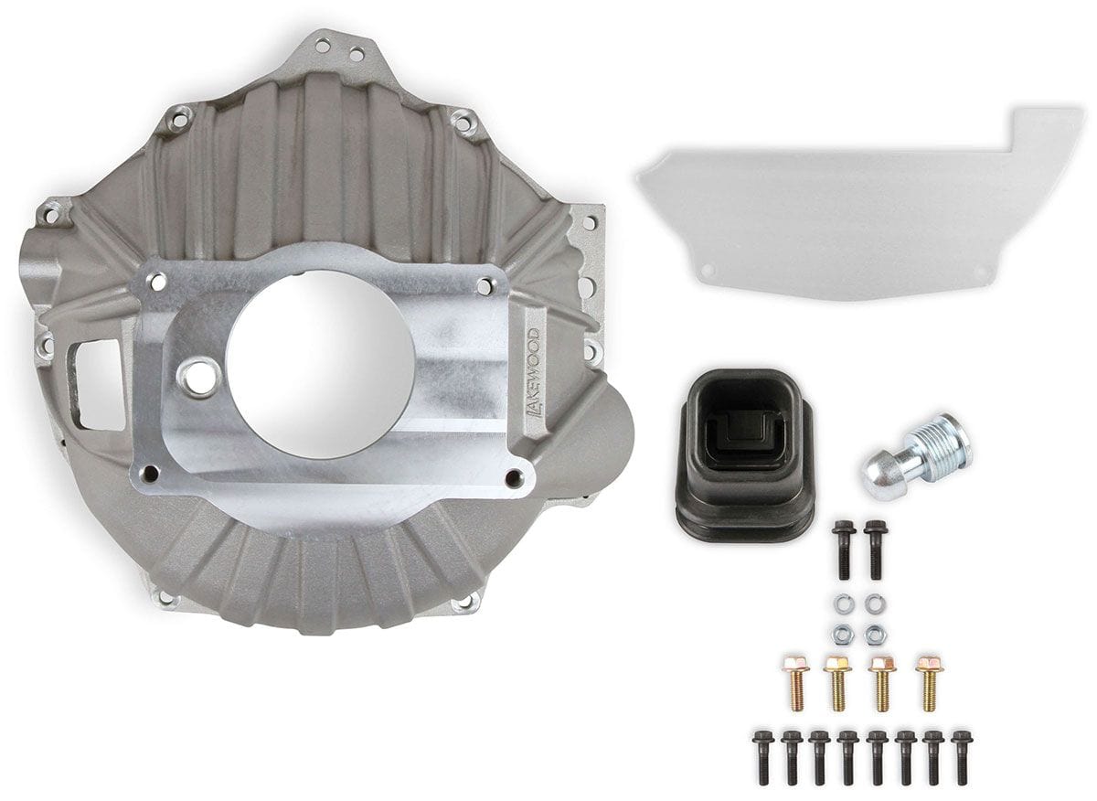 LAKEWOOD GM LS to Muncie, Saginaw, Borg Warner T10 and Tremec TKO/TKX Transmis Lakewood Cast Aluminium Bellhousing Kit LLK5000K SR