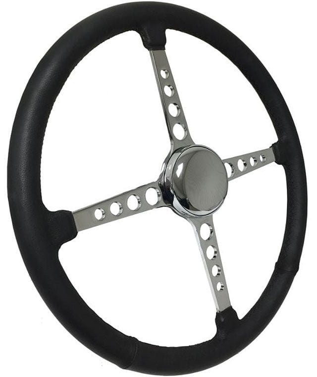 LIMEWORKS 4-Spoke Leather Wrapped With Holes Lime Works 15" Sprint Steering Wheel LWD4SP15H SR