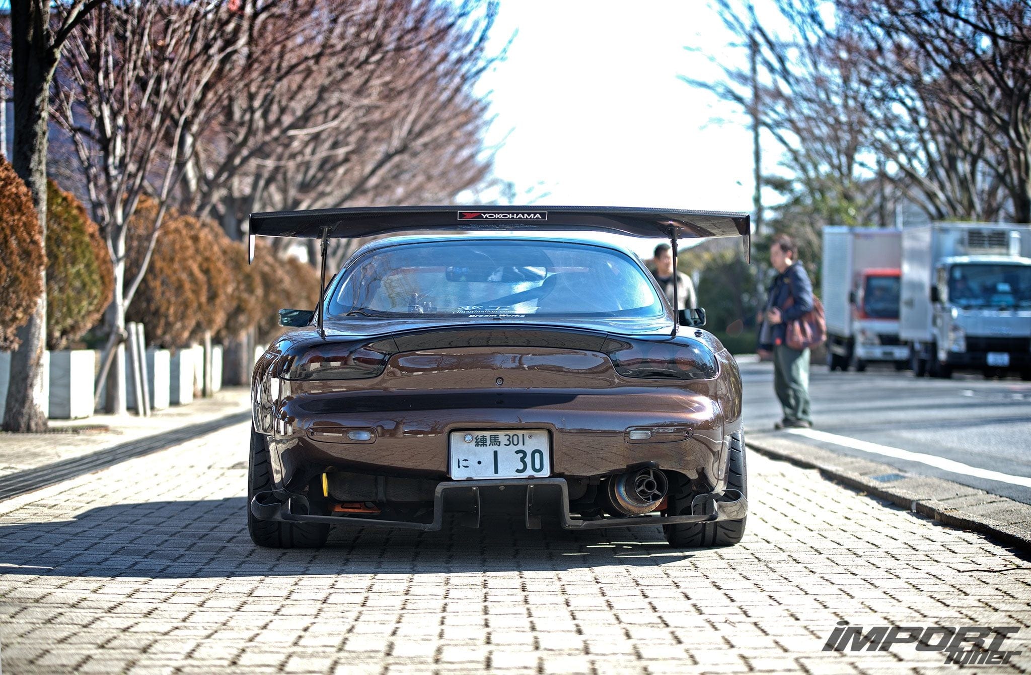 SR Top Secret Style 7PC Carbon Rear Diffuser For Mazda RX7 FD -PP