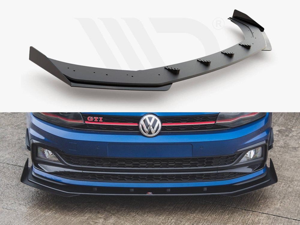 Maxton Design Black + Gloss Flaps Front Splitter + Flaps VW Polo GTI Mk6 2017- Maxton Design SR
