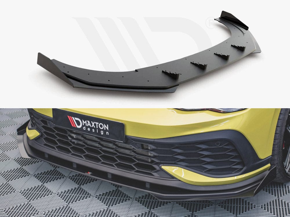 Maxton Design Black + Gloss Flaps Racing Durability Front Splitter + Flaps VW Golf 8 GTI Clubsport 2020- Maxton Design SR