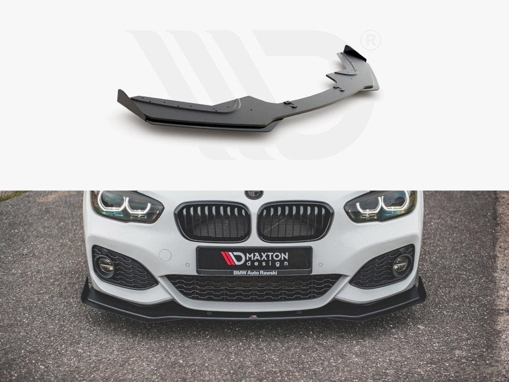 Maxton Design Black + Gloss Flaps Racing Durability Front Splitter V.3 + Flaps BMW 1 F20 M-Pack Facelift / M140i Maxton Design SR