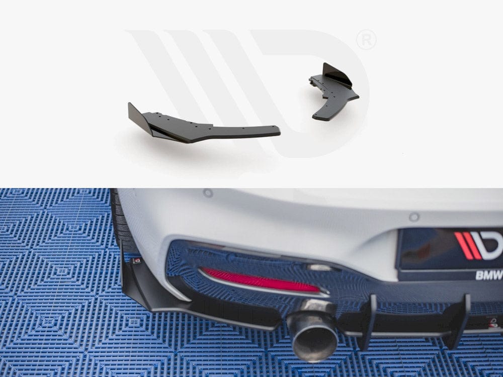Maxton Design Black + Gloss Flaps Racing Durability Rear Side Splitters V.2 + Flaps BMW 1 F20 M140i Maxton Design SR