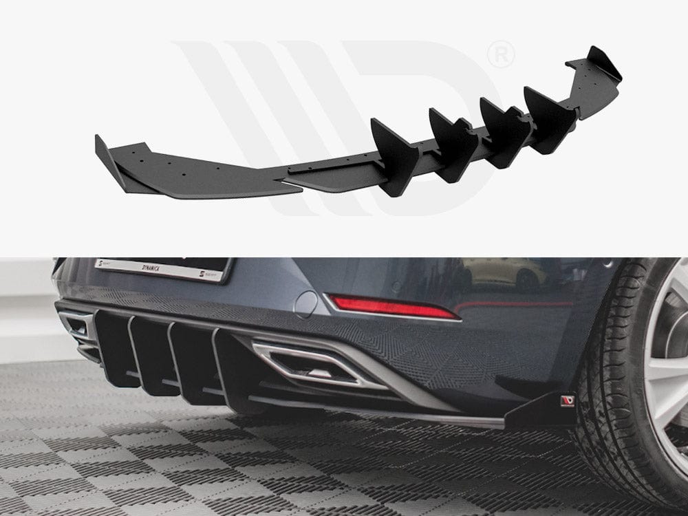 Maxton Design Black + Gloss Flaps Racing Durability Rear Valance (+flaps) Seat Leon FR Hatchback MK4 2020- Maxton Design SR
