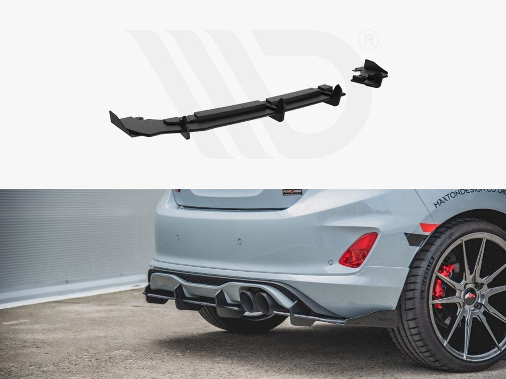 Maxton Design Black + Gloss Flaps Rear Diffuser + Flaps Ford Fiesta Mk8 ST 2018- Maxton Design SR