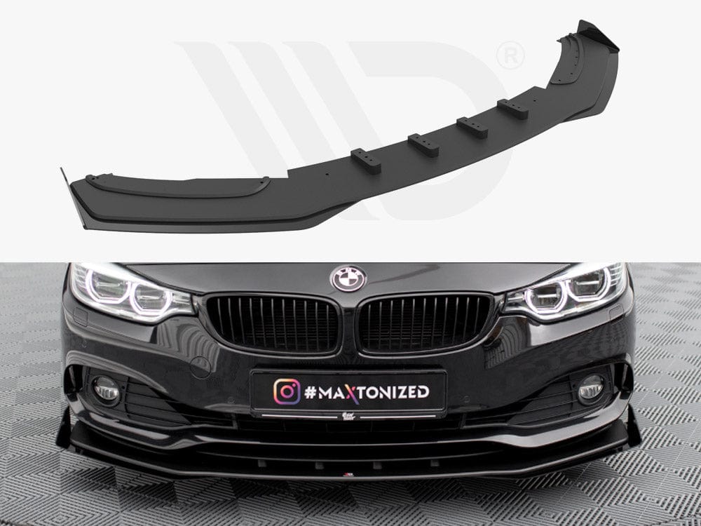 Maxton Design Black + Gloss Flaps Street PRO Front Splitter + Flaps BMW 4 Gran Coupe F36 Maxton Design SR