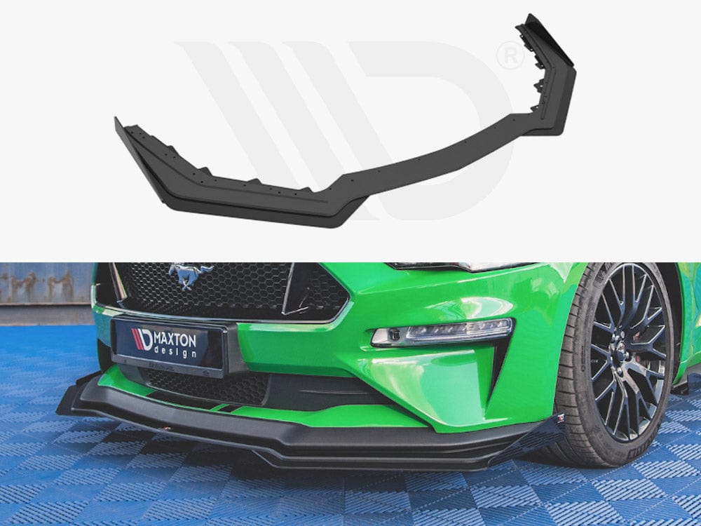 Maxton Design Black + Gloss Flaps Street PRO Front Splitter V.1 + Flaps Ford Mustang GT Mk6 Facelift 2017- Maxton Design SR