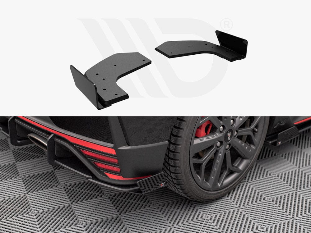 Maxton Design Black + Gloss Flaps Street PRO Rear Side Splitters (+flaps) Hyundai I20 N MK3 2020- Maxton Design SR