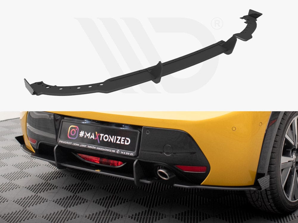 Maxton Design Black + Gloss Flaps Street PRO Rear Valance + Flaps Peugeot 208 GT Mk2 Maxton Design SR