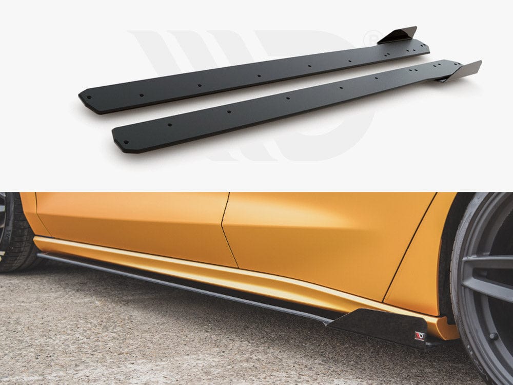 Maxton Design Black + Gloss Flaps Street PRO Side Skirt Diffusers (+flaps) Ford Focus ST / ST-Line Mk4 Maxton Design SR