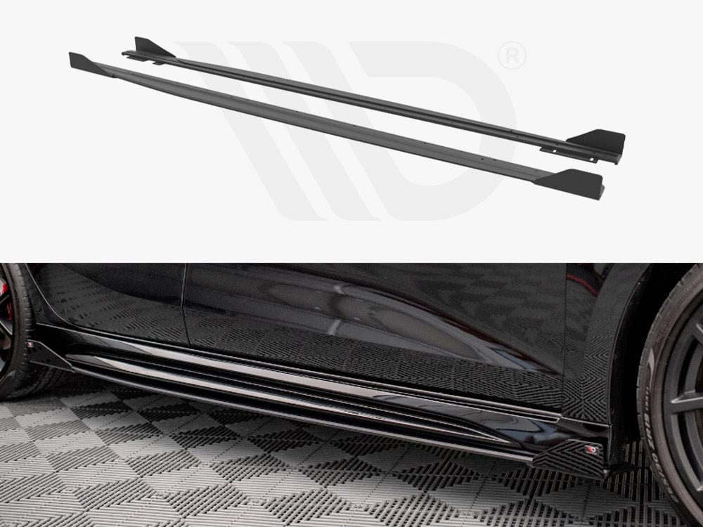 Maxton Design Black + Gloss Flaps Street PRO Side Skirts Diffusers (+flaps) Audi RS3 Sportback 8Y 2020- Maxton Design SR