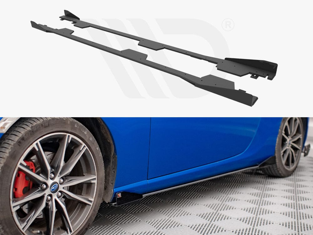 Maxton Design Black + Gloss Flaps Street PRO Side Skirts Diffusers (+flaps) Subaru BRZ MK1 Facelift 2017-2020 Maxton Design SR