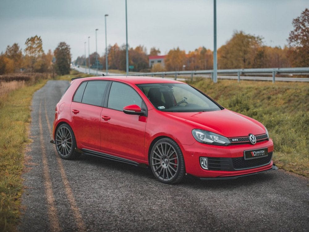 Maxton Design Black-Red + Gloss Flaps Racing Durability Side Skirts Diffusers (+flaps) VW Golf GTI MK6 2008-2012 Maxton Design SR
