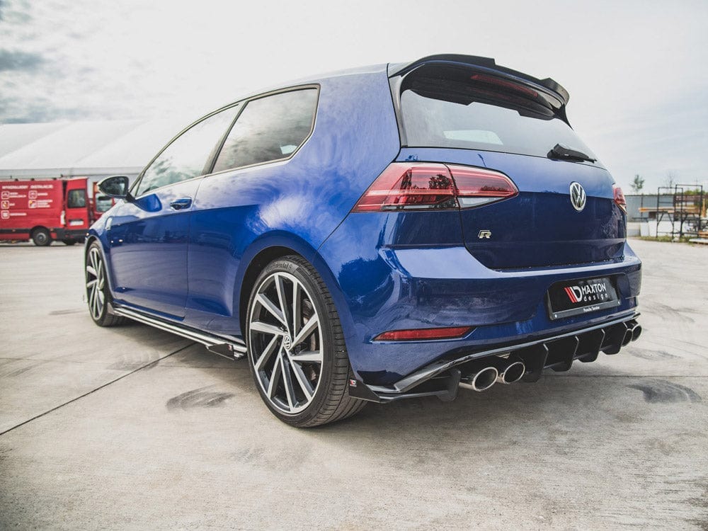 Maxton Design Black-Red + Gloss Flaps Rear Side Splitters + Flaps VW Golf 7 R Facelift 2017-2020 Maxton Design SR