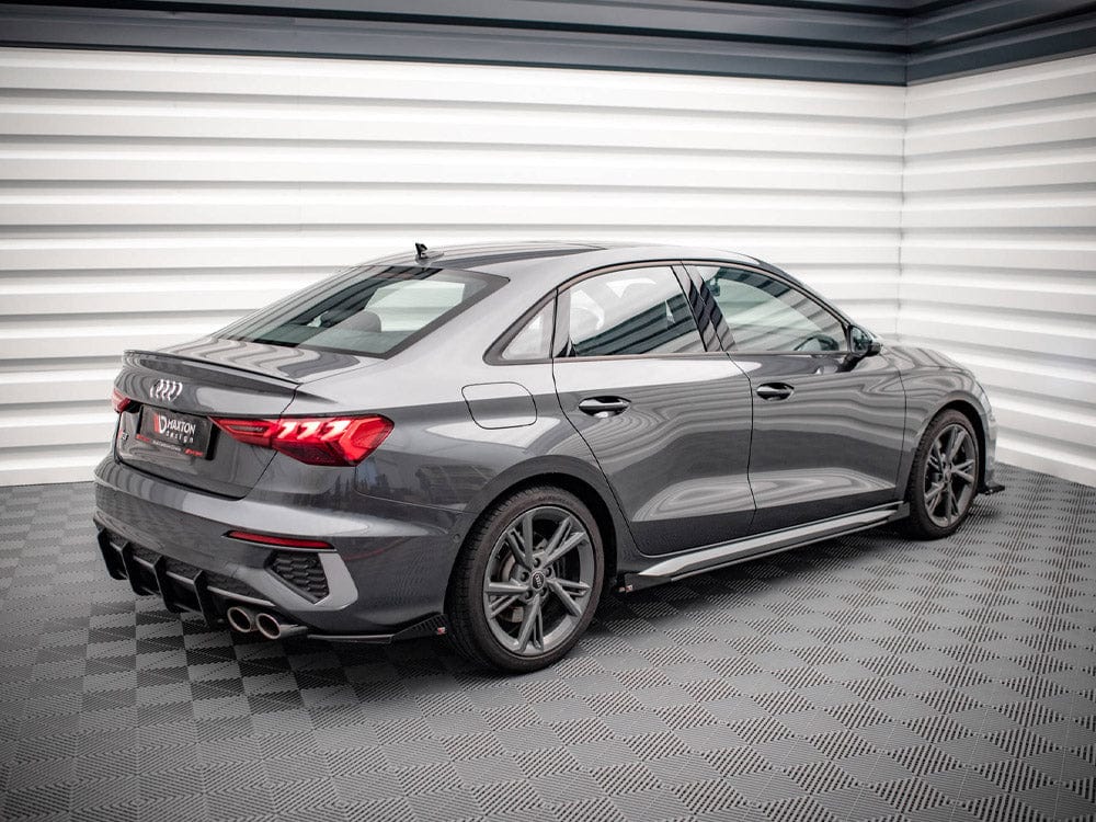 Maxton Design Black-Red + Gloss Flaps Street PRO Rear Side Splitters (+flaps) Audi S3 Sedan 8Y 2020- Maxton Design SR