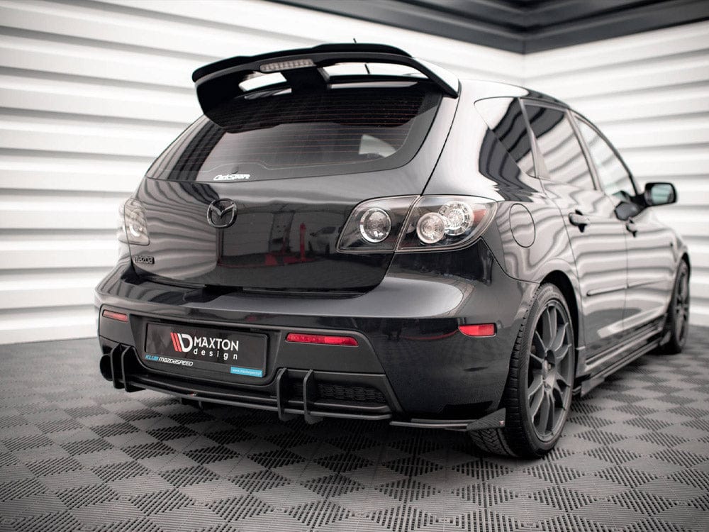 Maxton Design Black-Red + Gloss Flaps Street PRO Rear Side Splitters (+flaps) Mazda 3 MPS MK1 2006-2008 Maxton Design SR