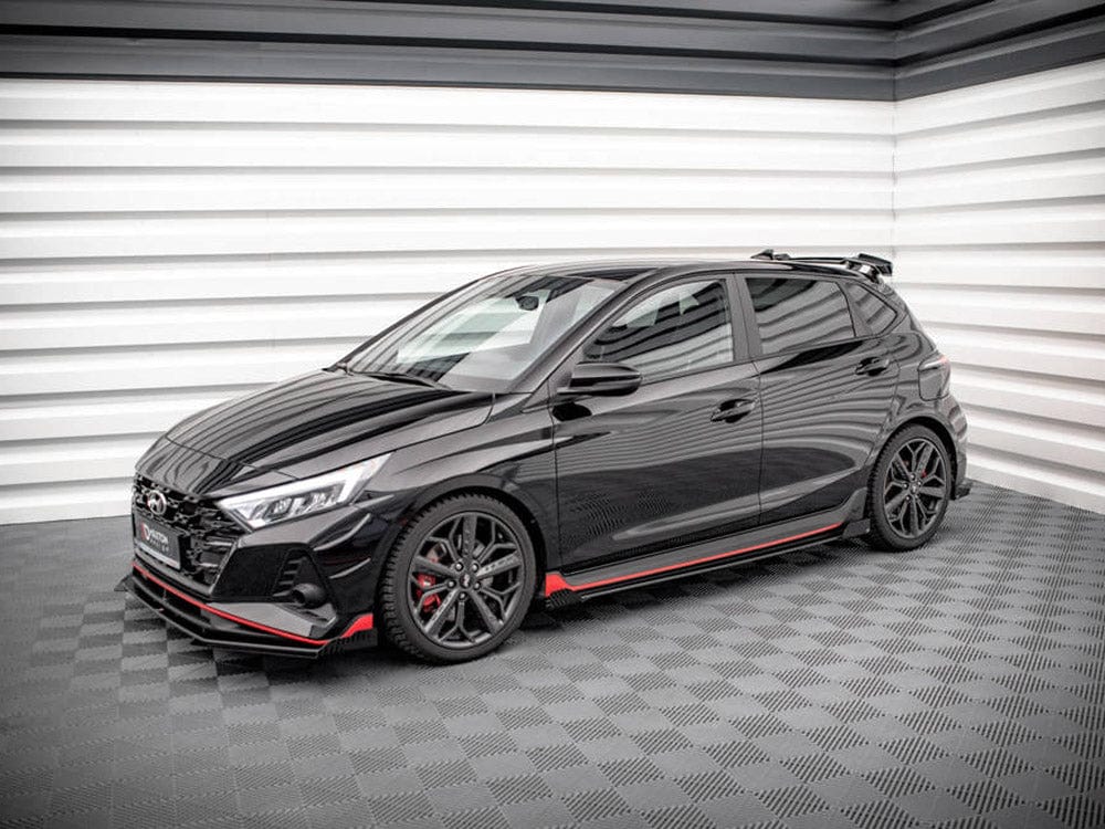 Maxton Design Black-Red + Gloss Flaps Street PRO Side Skirts Diffusers (+flaps) Hyundai I20 N MK3 2020- Maxton Design SR