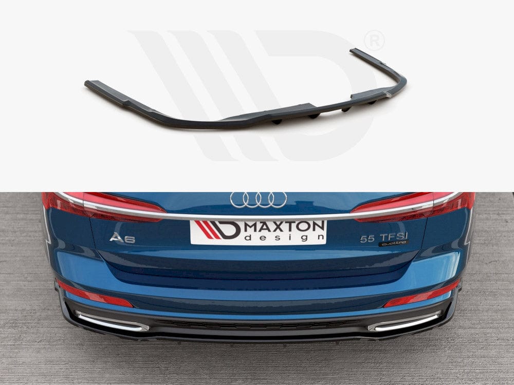 Maxton Design Gloss Black Central Rear Splitter (Vertical Bars) Audi A6 S-Line Avant C8 Maxton Design SR